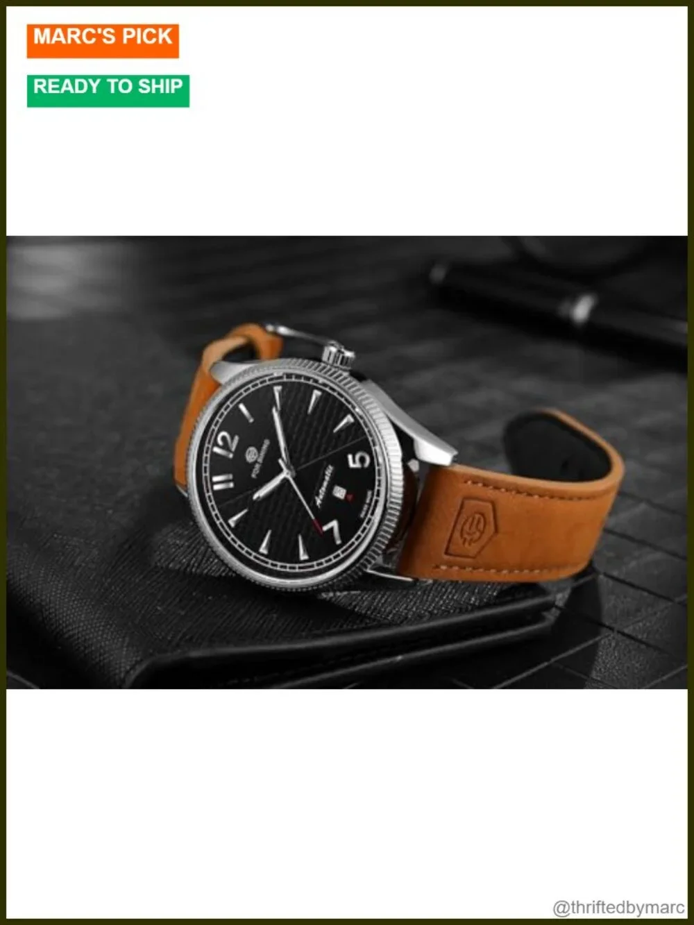 Men's Hand-Wind Mechanical Skeleton Watch with Leather Strap